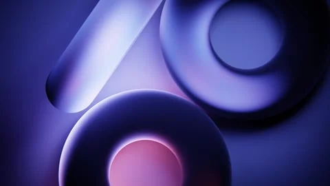 Neon gradient geometric background with soft shadow loop forms Stock Footage 347198504