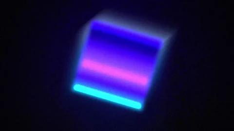 Neon gradient glowing cube motion element in dark space, futuristic seamless loo 스톡 동영상 339263847