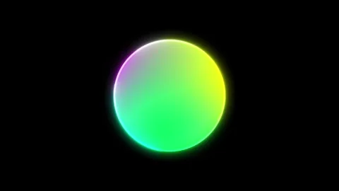 Neon gradient orb visual with colorful glowing edge, soft circular shape, and cl Stock Footage 340552806