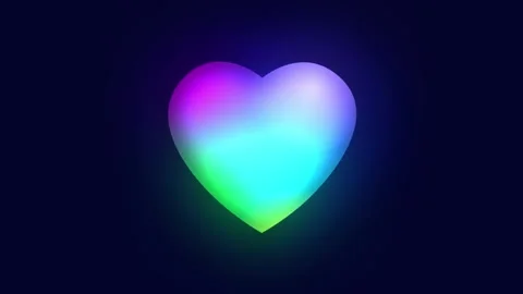 Neon Gradient Pulsing Heart on Dark Background. Colourful Animation Stock Footage 147730341