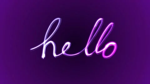 Neon Gradient Purple Hello Text Animation. Stock Footage 219123654