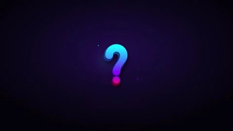 Neon gradient question mark pulsing on dark background, for digital interface Stock Footage 337554212