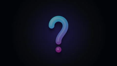 Neon gradient question mark symbol pulsing on dark background, 3 d motion Stock Footage 337554158