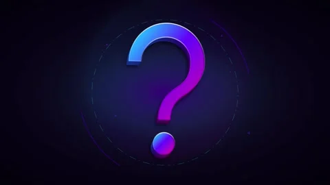 Neon gradient question mark symbol pulsing with digital hud on dark backgroun Stock Footage 337554219