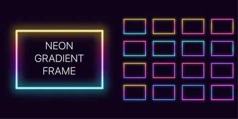 Neon gradient rectangle Frame with copy space. Templates set of Neon gradient Illustrazione stock