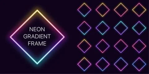 Neon gradient rhomb Frame with copy space. Templates set of Neon gradient rho Stock Illustration