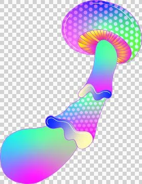 Neon gradient shape is glowing on transparent BG in flat design with dotted cap, 库存插图