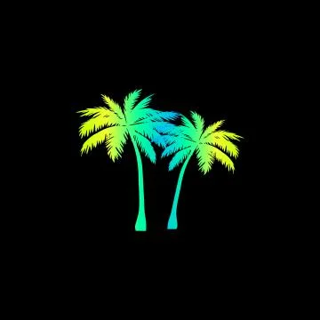 Neon gradient silhouette palm tree Stock Illustration