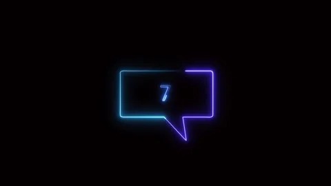 Neon gradient speech bubble with number 7 on black background. Speech bubbl.. Stock Footage 337130428