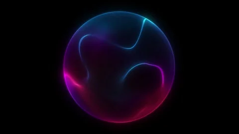 Neon gradient sphere orb with flowing inner wave motion. Blue pink luminous.. Stock-Footage 333550186