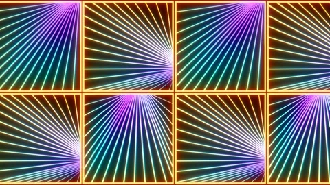 Neon gradient squares and lines on black background Stock Footage 280712945
