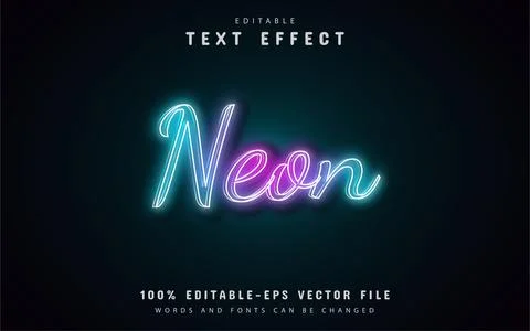 Neon gradient text effects Stock Illustration