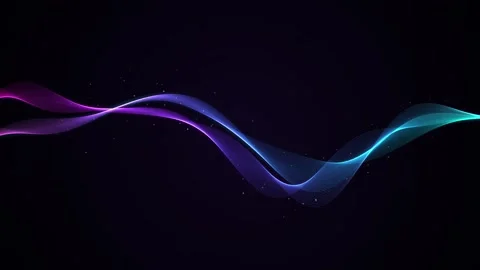 Neon Gradient Wave Ribbon and Floating Particle Dust Loop Stock Footage 345250738