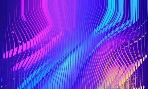 Neon gradient wavy vertical slat texture background with vibrant purple, pi.. Stock Illustration