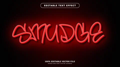 Neon Graffiti Editable Text Effect Red Light Streetwear Style Illustrazione stock