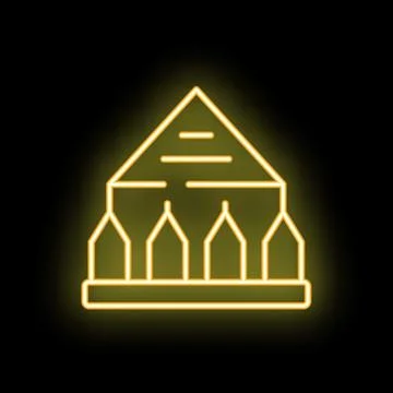 Neon grain elevator glowing on black background Stock Illustration