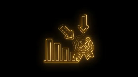 Neon graph decline bad review rejected award icon animation downward trend .. 库存影片 346112656