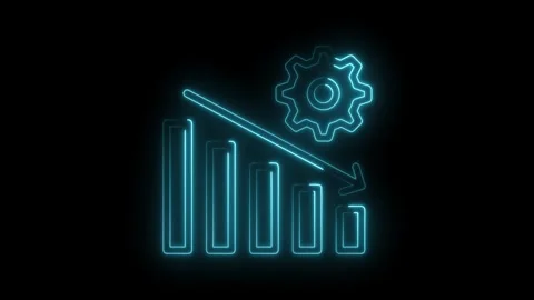 Neon graph falling with cogwheel business concept digital illustration Stock Footage 322974989