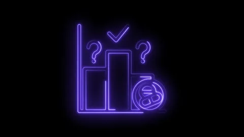 Neon graph with question marks and checkmark symbol representing data analysis Stock Footage 333957683