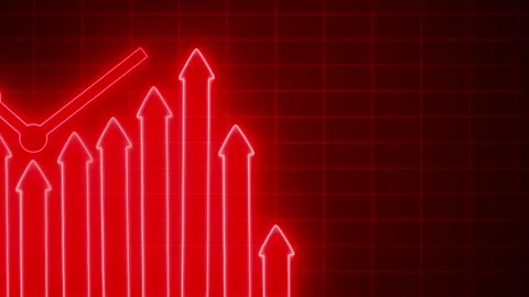 Neon Graph with Upward Arrows Animated, High-Tech Neon Chart and Business D.. Stock Footage 315189876