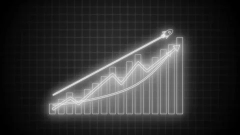 Neon Graph with Upward Trend and Rocket Animation, Business Metrics Growth .. Stock Footage 311714936