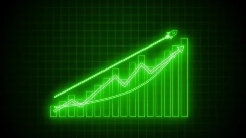 Neon Graph with Upward Trend and Rocket Animation, Business Metrics Growth .. Stock Footage 311715049