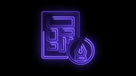 Neon graphic design icon animation calculator and pen tool perfect for tech Stock Footage 330778077