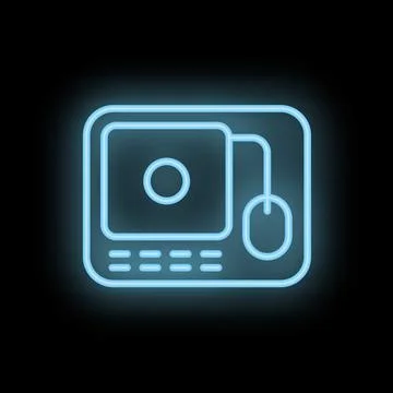 Neon graphic showing computer mouse and keyboard on pad Stock Illustration