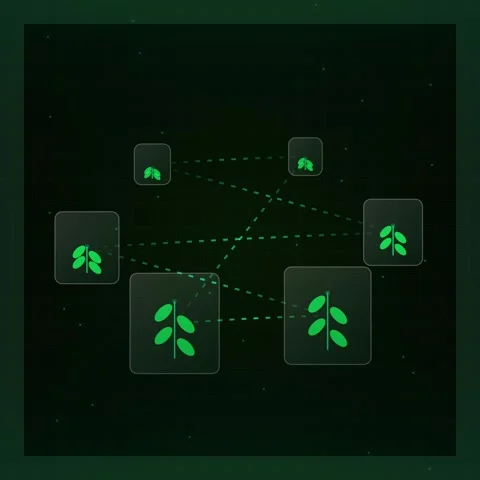Neon green abstract digital network connecting glowing nodes and dots on da.. Stock Footage 344777670