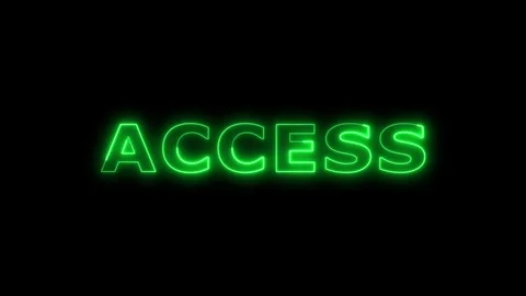 Neon green access text appears on black background motion. Vidéo 332533259