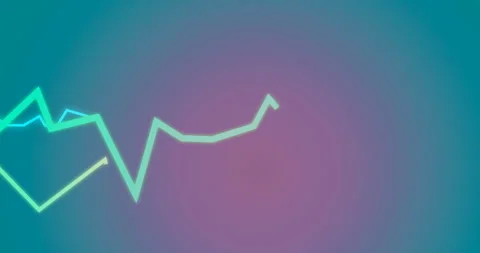 Neon green and aqua zigzag waveform being drawn over flat design gradient Stock Footage 307453726