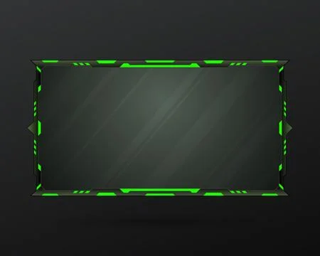 Neon green and black stream overlay game screen gui panel template Stock Illustration