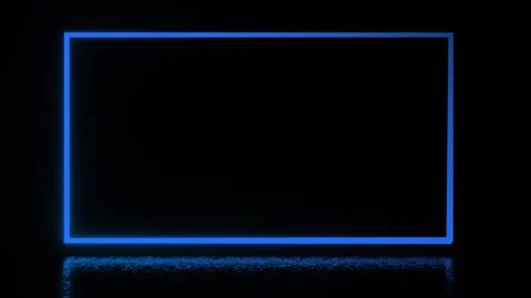 Neon green and blue rectangular frame with shining effects on black background 스톡 동영상 250808199