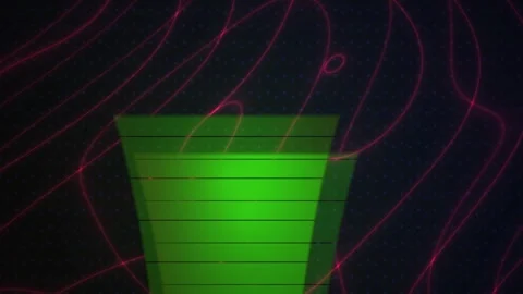 Neon green and red lines on a dark background with a plastic cup. Stock Footage 337482034