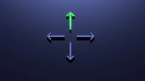 Neon green arrow. Choice of path abstract concept. 3D render illustration. Stock Illustration