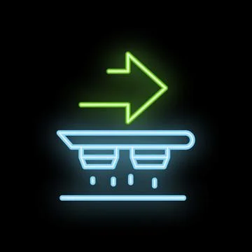 Neon green arrow pointing at fire sprinkler system on black background イラスト素材