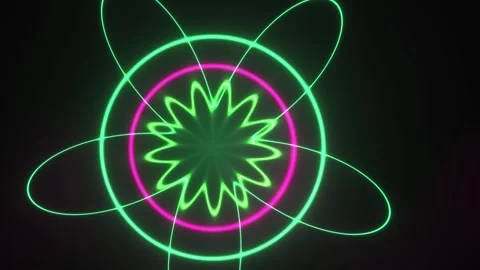 Neon Green Atom Energy Pattern Design. Stock Footage 334889808