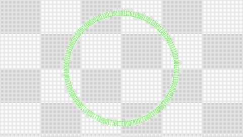 Neon Green Binary Code Circle Loop Alpha Background Video stock 332778255