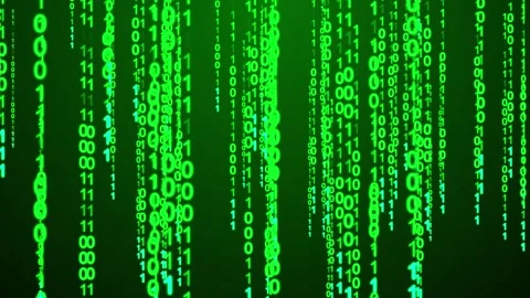 Neon Green Binary Code Digital Data Stream Background Stock Footage 320028493