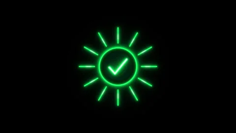 Neon green check mark animation glowing success symbol for ui and digital i.. Stock Footage 337553533