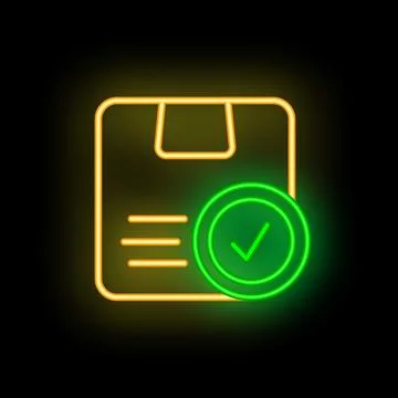 Neon green check mark validating document for agreement Stockillustratie