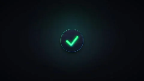Neon green checkmark animation on dark background, for ui ux, and success c.. Stock Footage 337554451