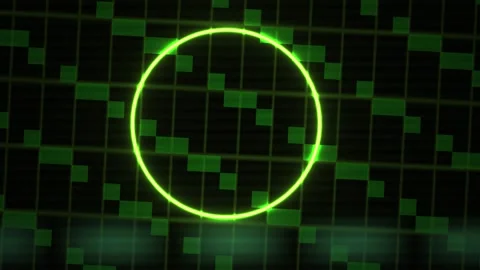 Neon Green Circle on Grid Background. Stock Footage 340036301