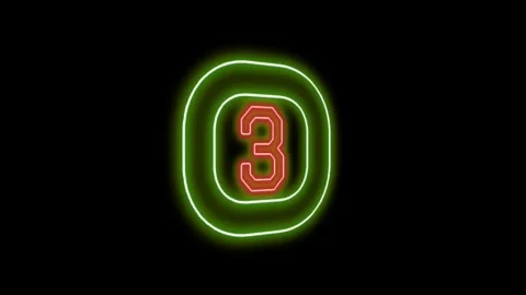 Neon Green Circle Red Number 3 Countdown Animation Clip 库存影片 333489628