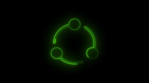 Neon green Circular Connection Icon Animation on Black Background. Glowing .. Vidéo 340243286