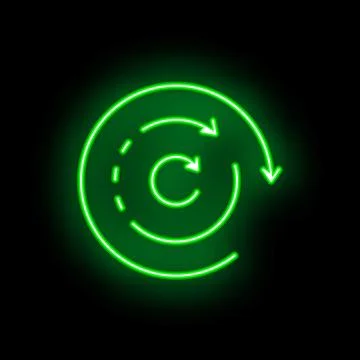 Neon green circular flowchart with arrows representing continuous process Stockillustratie