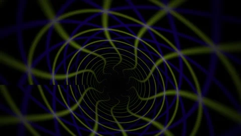 Neon green circular lines on dark blue background. Stock Footage 335964191