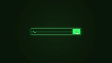 Neon green command line search bar with glowing cursor click animation Stock Footage 341920517