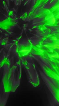 Neon green crystalline shards exploding on dark background, abstract polygo.. Stock Illustration