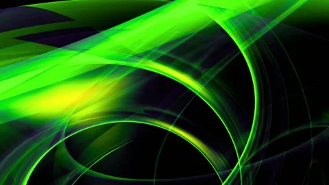 Neon green curves dynamically flowing against a dark backdrop create a modern ba Stock Footage 321395210